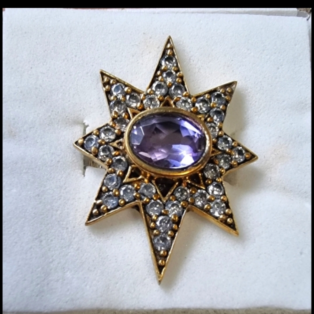 Vintage Alexandrite Star Two-Tone Sterling Silver Ring
